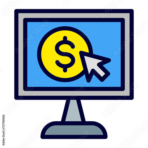 Pay Per Click Line Filled Icon 