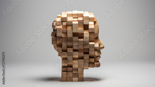 Medical concept of brain made from wooden puzzle.