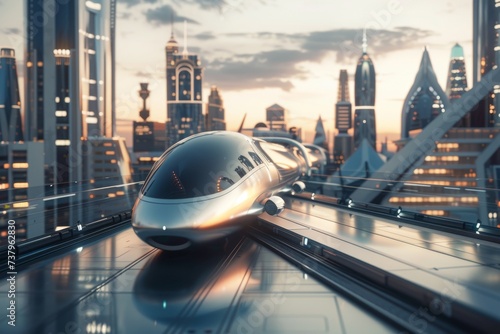 Futuristic business travel with hyperloop transportation system