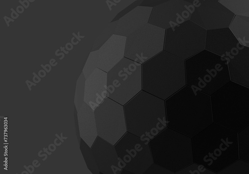 black 3d hexagonal tessellated mesh sphere 