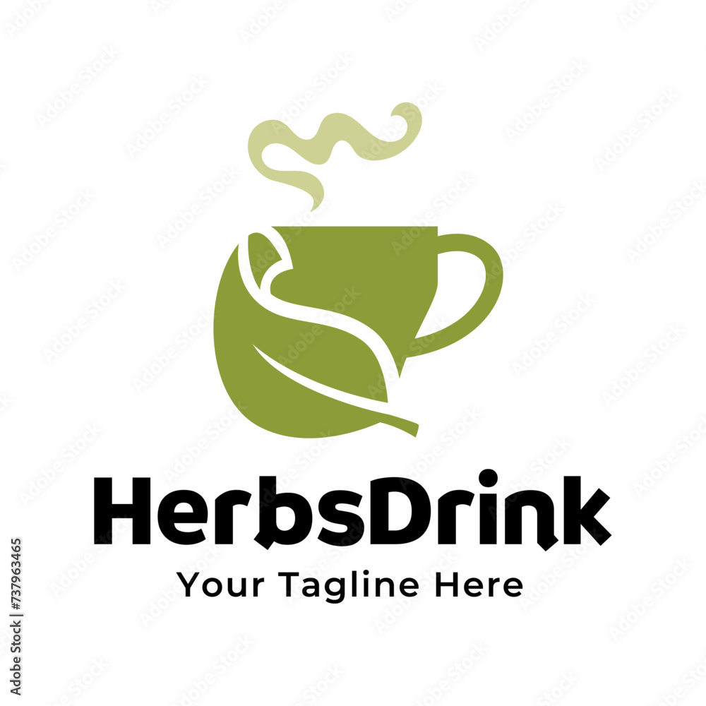 Herbs drink logo. Organic Drink Cup Logo Design Template Herbs drink logo. Organic Drink Cup Logo Design Template