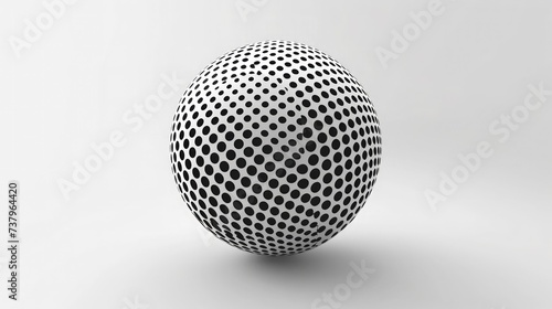 Abstract globe dotted sphere, 3d halftone dot effect. Black color, in white background. Vector illustration. It can use as logo, icon. Earth shape.