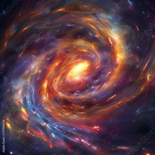 An abstract swirling galaxy giving birth to new stars