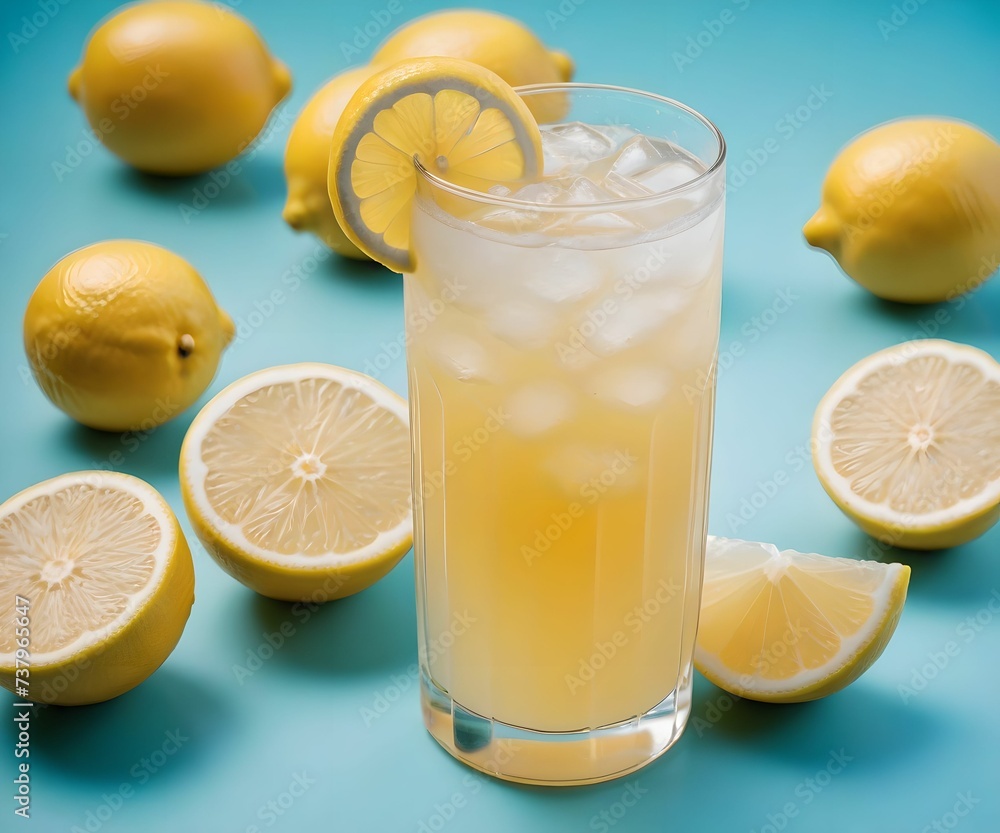 glass of refreshing summer lemonade, created using generative AI technology glass of refreshing summer lemonade, created using generative AI technology