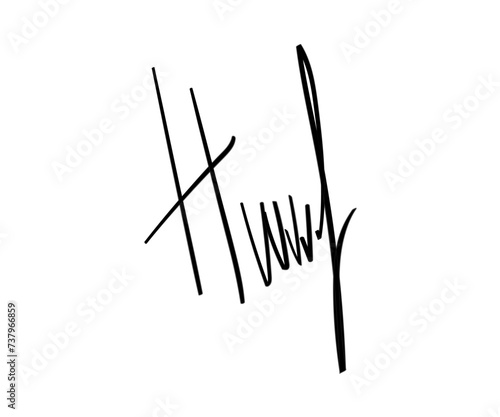 Fake Hand drawn autograph. Handwritten fictitious personal Signature scribble for business certificate or letter. Vector isolated illustration