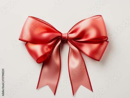 Decorative satin red bow.