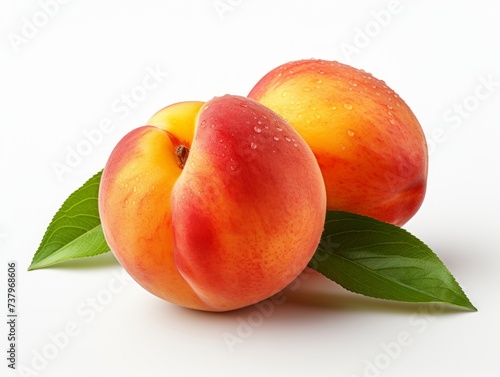 Wallpaper Mural Two fresh, sleepy peaches isolated on a white background. Torontodigital.ca
