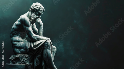 Portrait of a gentle and flawless stoic marble statue. Perfect for background and quotes. With copy space.