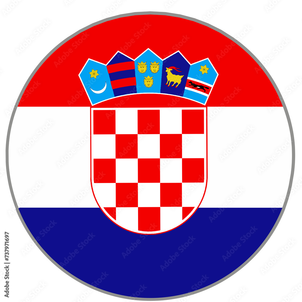 croatian flag with round shape - obrazy, fototapety, plakaty 