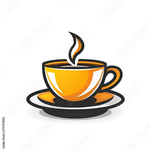 Minimalist Flat Cup of Coffee Logo on Plain White
