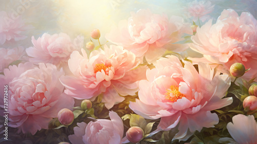 Peonies abstract summer background with flowers.