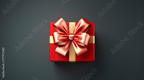red gift box with ribbon, Opened gift box with red bow and lights Vector