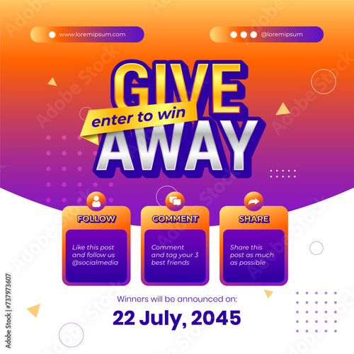 Giveaway steps for social media contest design concept template