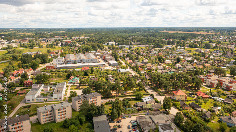 Aerial photo from drone to of Jekabpils city center . Jekabpils,Latvija (Series)