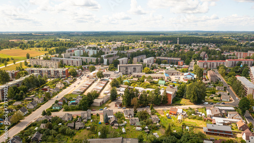 Aerial photo from drone to of Jekabpils city center . Jekabpils,Latvija (Series) photo