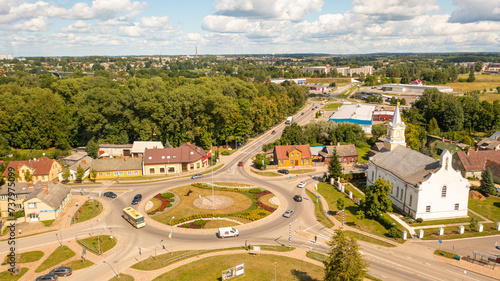 Aerial photo from drone to of Jekabpils city center . Jekabpils,Latvija (Series) photo