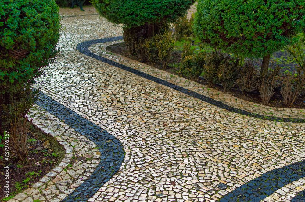 Stone made walking path in Lisbon, Portugal.