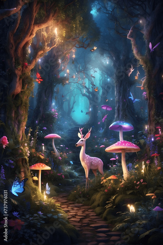 Enchanted Grove: A Sanctuary for Magical Creatures and Vivid Flora