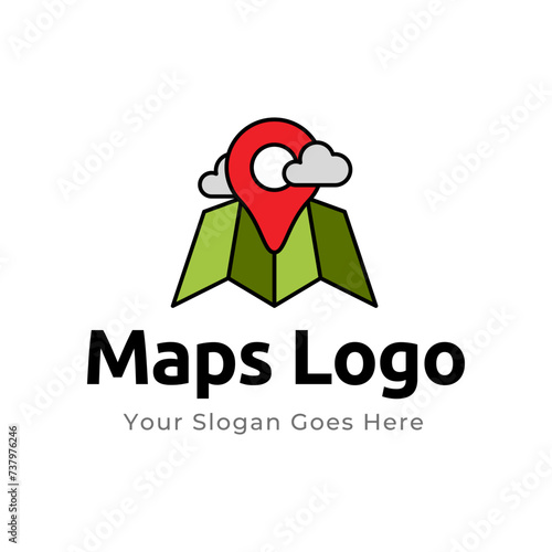 Map Pin Logo Design Element. Map pin location icon logo design