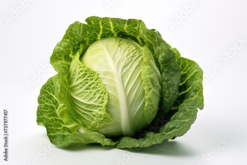 Fresh organic cabbage leaf vegetable isolated on white background created with Generative AI Technology