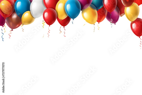 Birthday banner with balloons for decoration the room realistic isolated on white background or transparent png background