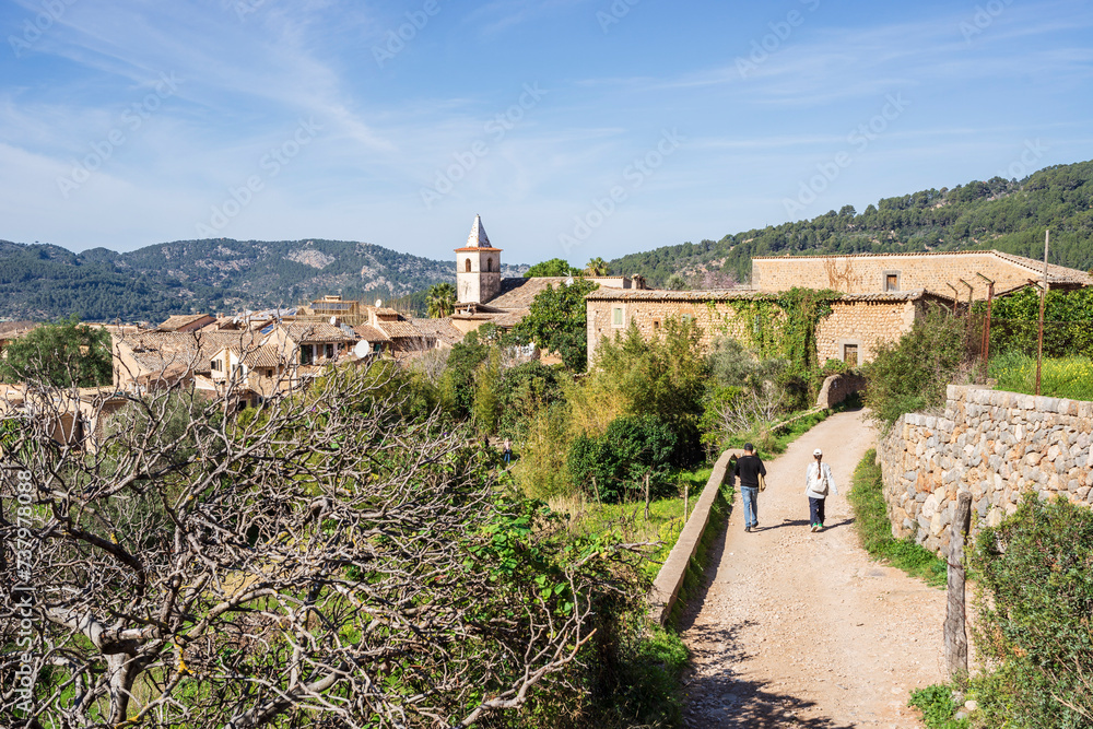 Biniaraix village, in the Soller Valley, Natural area of the Serra de Tramuntana., Majorca, Balearic Islands, Spain