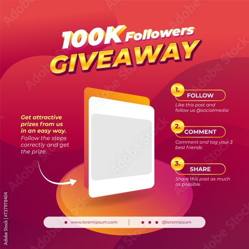 Giveaway steps for social media contest design concept template