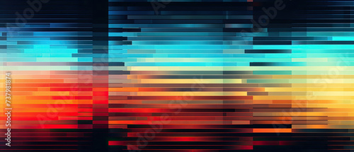 Retro colorful art seamless scan lines of digital VHS or TV signal static noise transparent overlay pattern wallpaper created with Generative AI Technology 