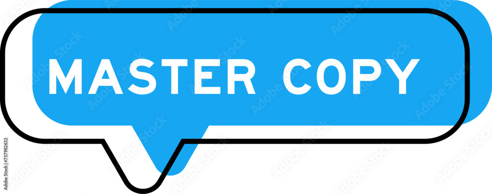 Speech banner and blue shade with word master copy on white background Speech banner and blue shade with word master copy on white background