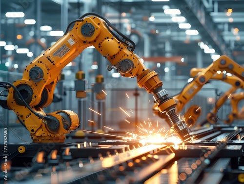 Robotics Manufacturing Line in Industrial Factory