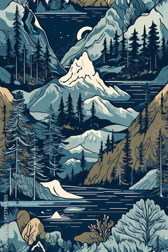 Retro art of British Columbia , Utilize the muted color palette, poster