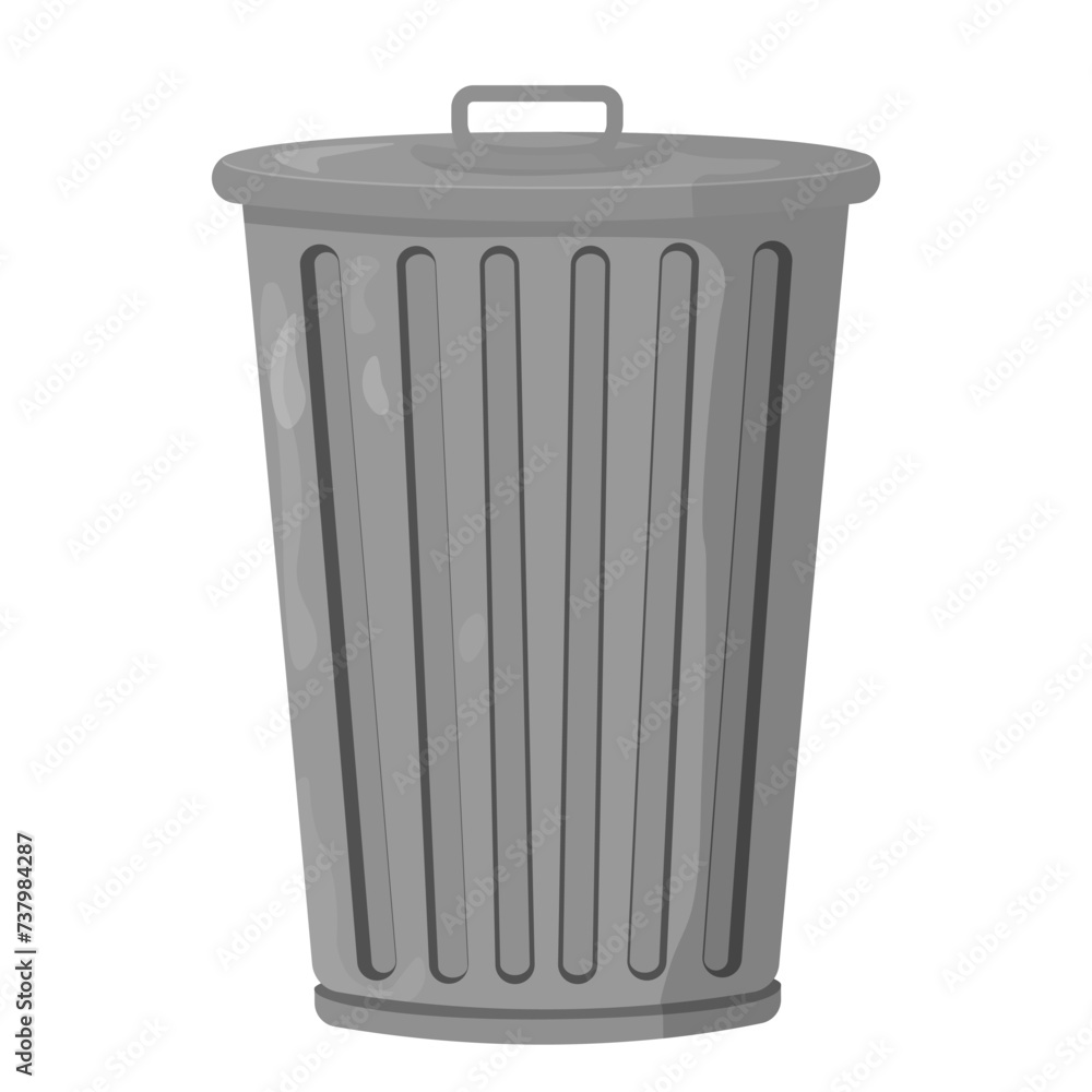 metal trash can on a white background metal trash can on a white background