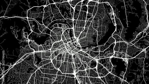 Zoom Out Road Map of Nashville Tennessee with white roads on a black background