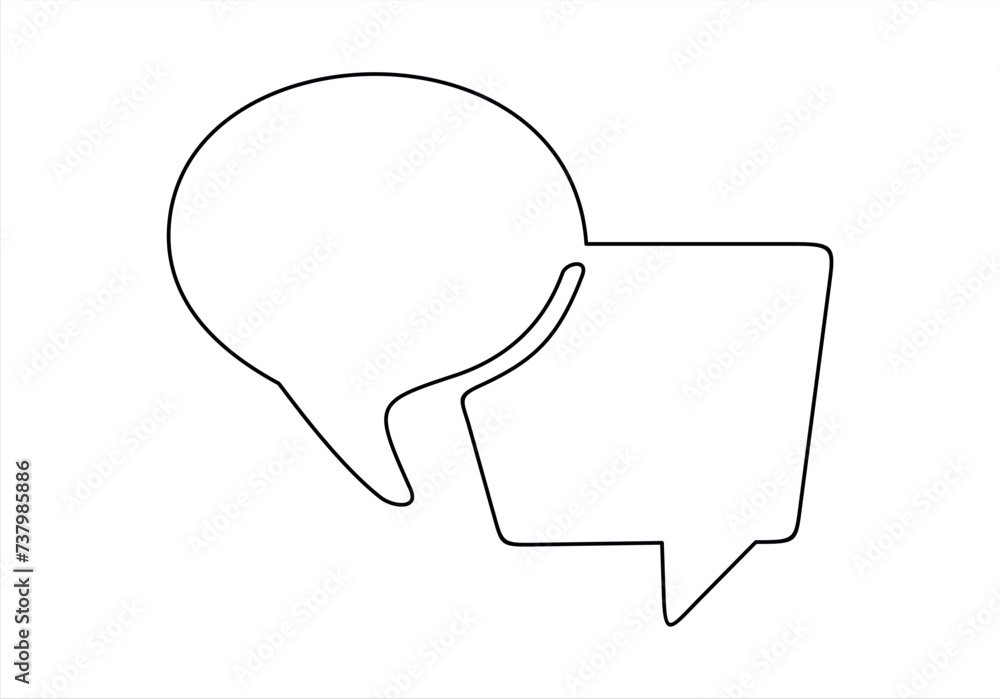 Speech bubble in One line drawing. Dialogue Chat cloud in simple linear style. Editable stroke. Doodle Vector illustration Speech bubble in One line drawing. Dialogue Chat cloud in simple linear style. Editable stroke. Doodle Vector illustration