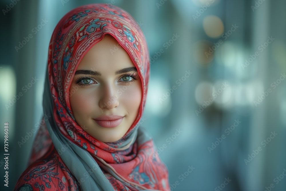 portrait of a young middle east woman wearing a hijab looking at the camera. portrait of a young middle east woman wearing a hijab looking at the camera.