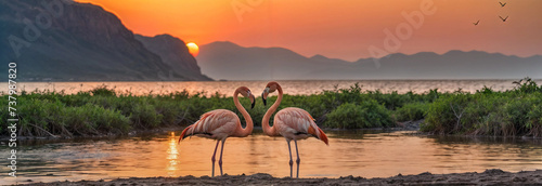 flamingo couple making love