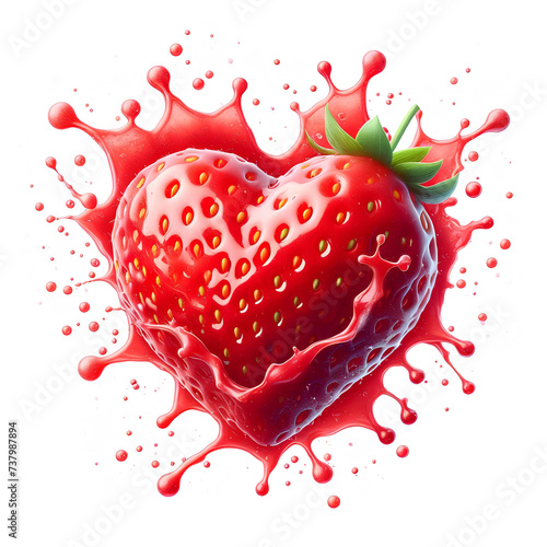 strawberry jam splash heart shape with empty center isolated on white background