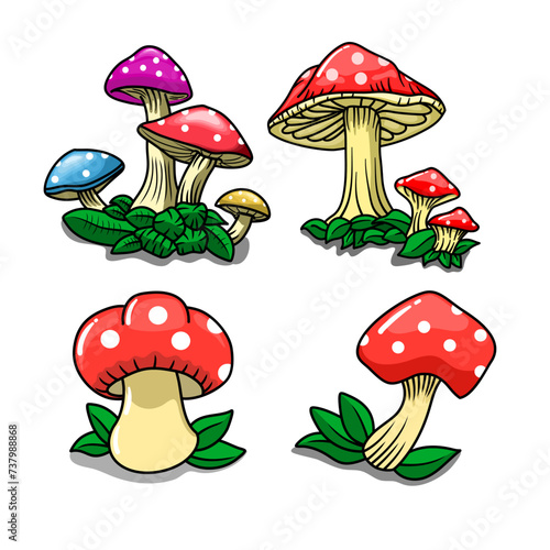 illustration of a cute mushroom, in a flat design style with a white background