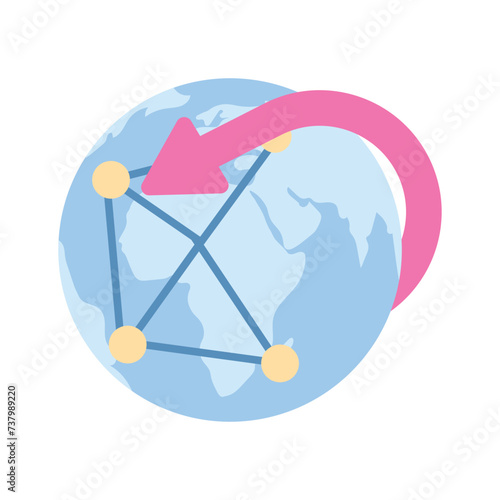 Get this amazing icon of global network in trendy style