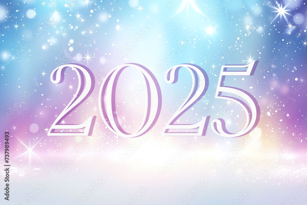 Abstract magic background with text 2025 in pastel colors with glitter and bokeh. Abstract magic background with text 2025 in pastel colors with glitter and bokeh.