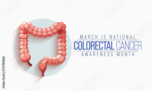 Colorectal Cancer awareness month is observed every year in March, is a disease in which cells in the colon or rectum grow out of control. Sometimes it is called colon cancer. Vector illustration