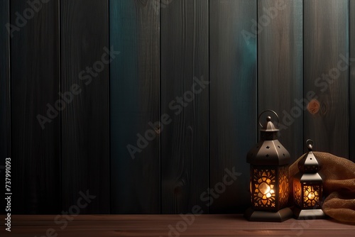 Ramadan approaching with Quranic theme on wooden background. copy space - generative ai