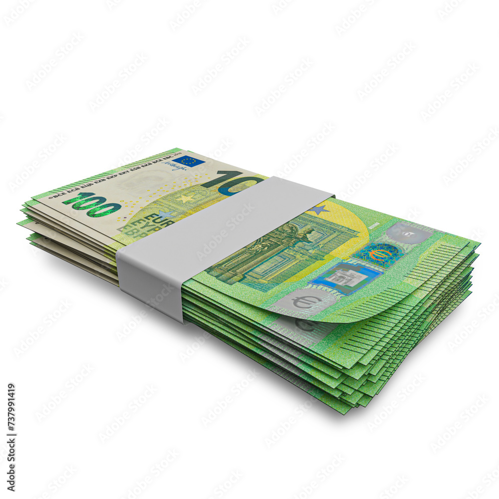 3D rendering of Stacks of European Union Money 100 Euro Banknotes 3D rendering of Stacks of European Union Money 100 Euro Banknotes