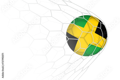 Jamaica flag soccer ball in net.
