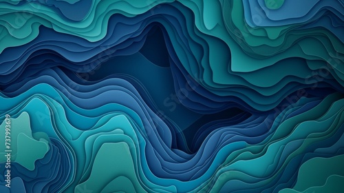 Abstract Topography of Blue Layers - Digital Ocean and Landscapes. photo