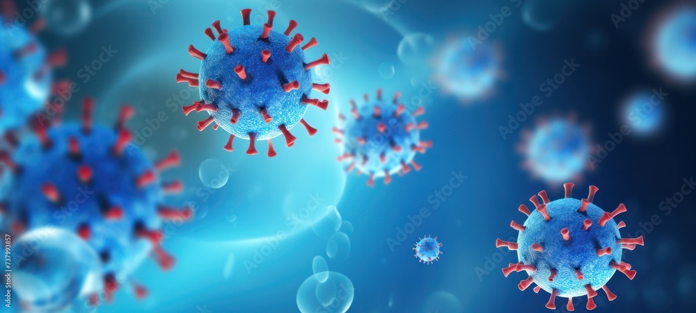 3D virus disease infection molecule covid graphic in the air - obrazy, fototapety, plakaty 