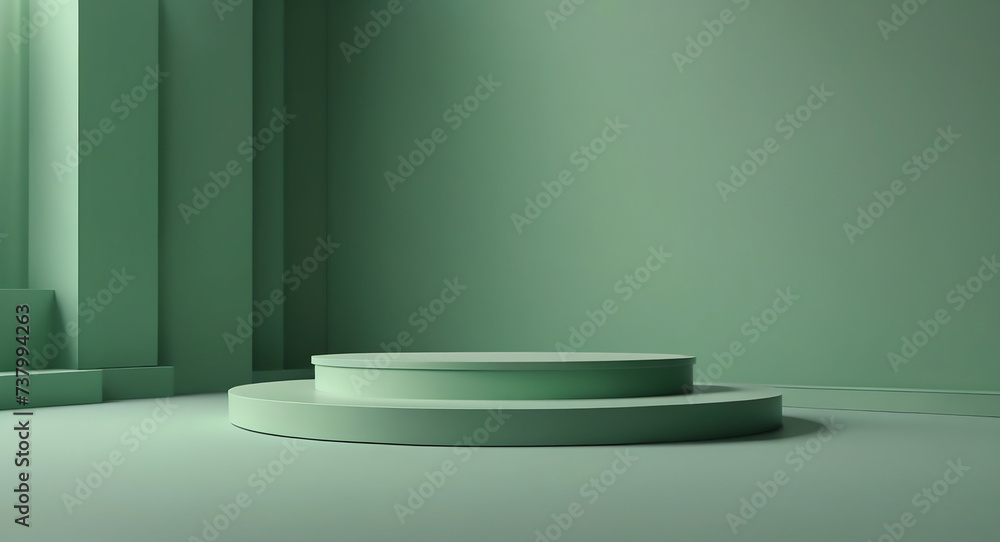 Green dais podium, minimalist background template Green dais podium, minimalist background template