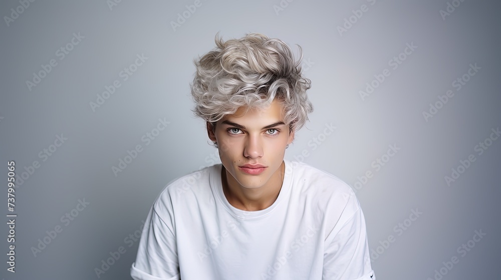 Portrait of a handsome fashion model guy on a white background Portrait of a handsome fashion model guy on a white background