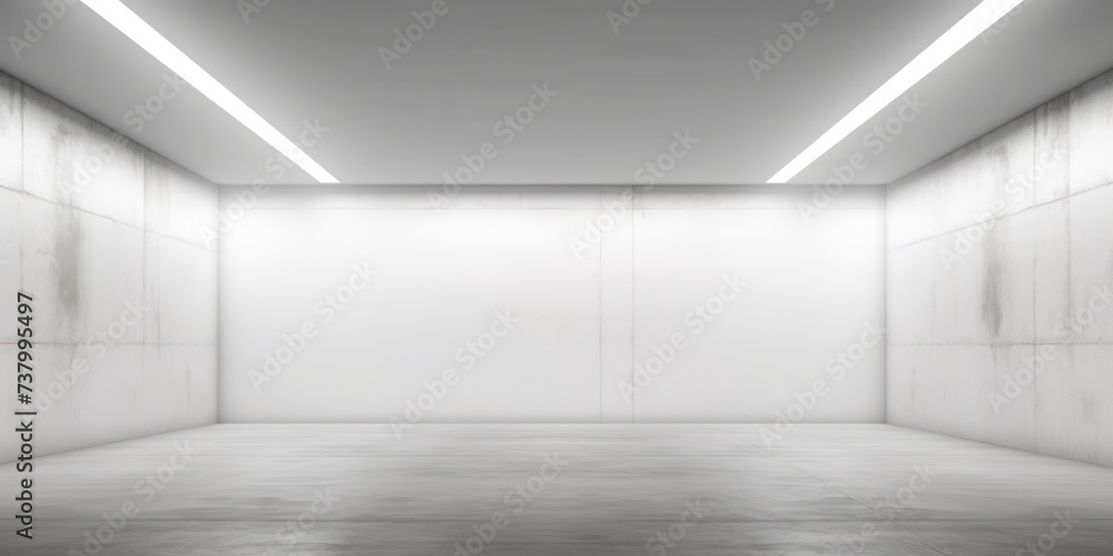 Concrete room empty white tone light neon line loft modern interior futuristic. Concrete room empty white tone light neon line loft modern interior futuristic.