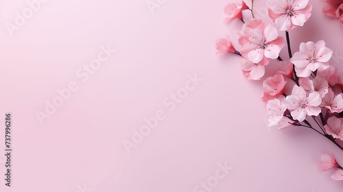 Pink Lie flowers on pink background, wishing for women's day, Mother's Day or wedding invitation card, banner with large copy sapce © Pixel Pioneer
